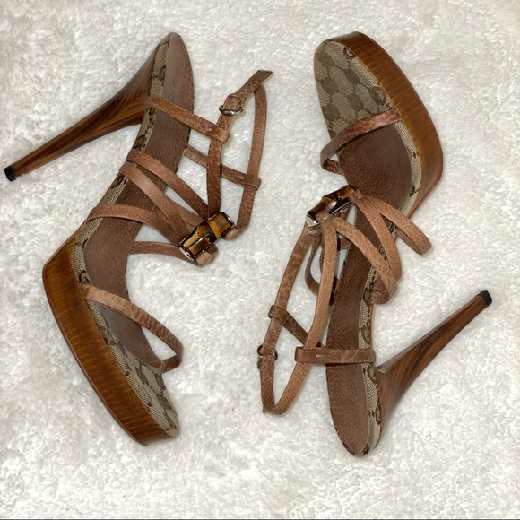 GUCCI LEATHER PLATFORM HEELS - Picture 7 of 9